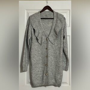 SHEIN Gray Ruffle Cardigan